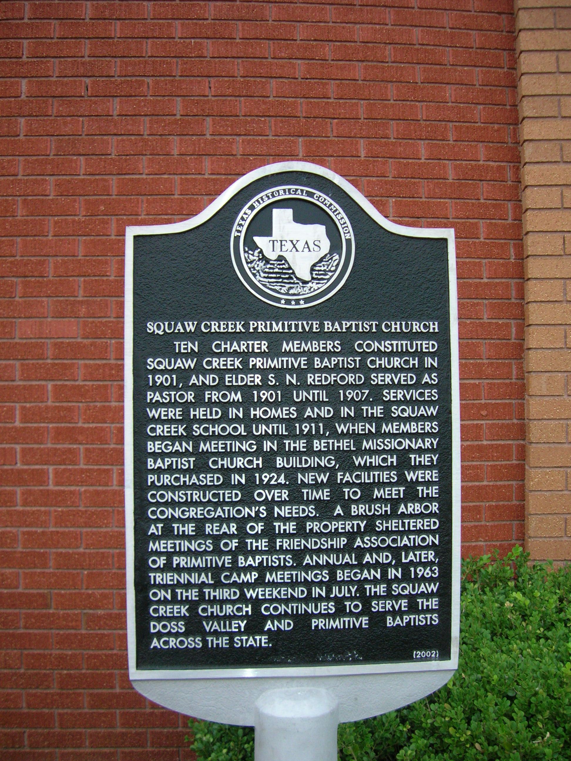 Squaw Creek Primitive Baptist Church Information